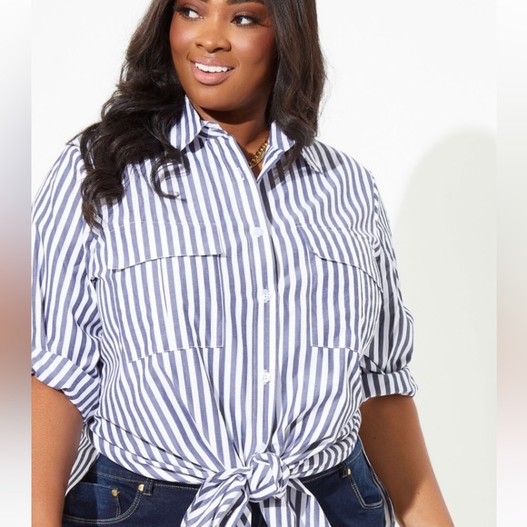 Brand New Striped Blend Shirt Dress or Tunic  Size 26 - Picture 4 of 16